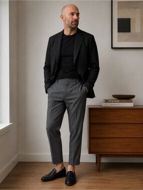 Uniqlo Men's Charcoal Pinstripe Dress Pants